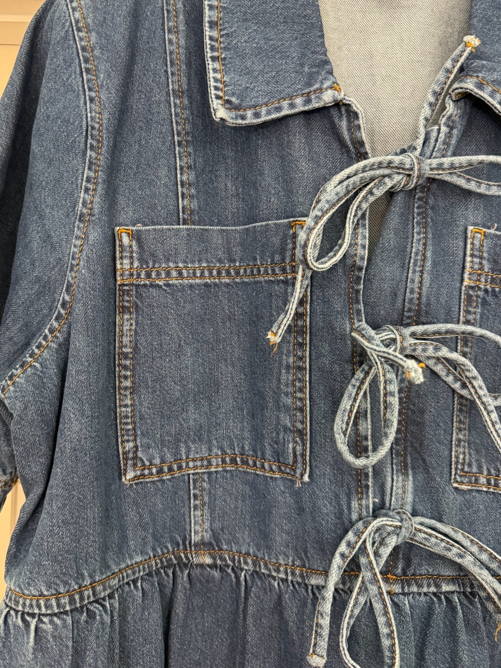 Aligne Denim Bow Dress from Anthropologie - Picture 4 of 8
